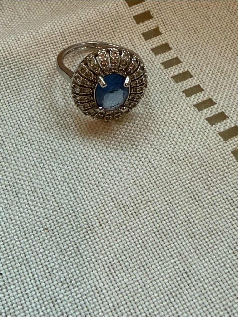 Blue Gem Halo Cocktail Ring - Women Jewelry